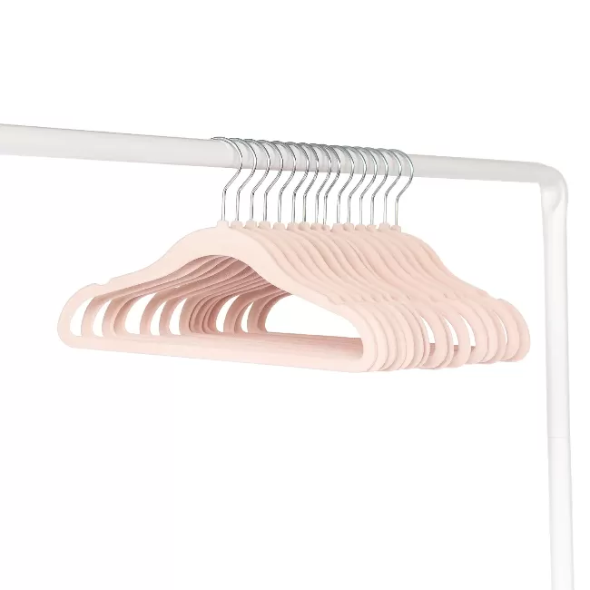 3 sprouts velvet non-slip hangers 15pk - pink