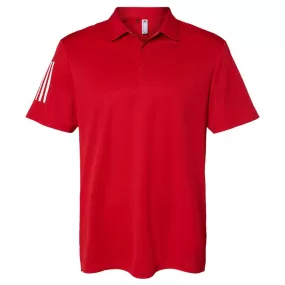 adidas Men's Team Power Red/White Floating 3-Stripes Sport Shirt