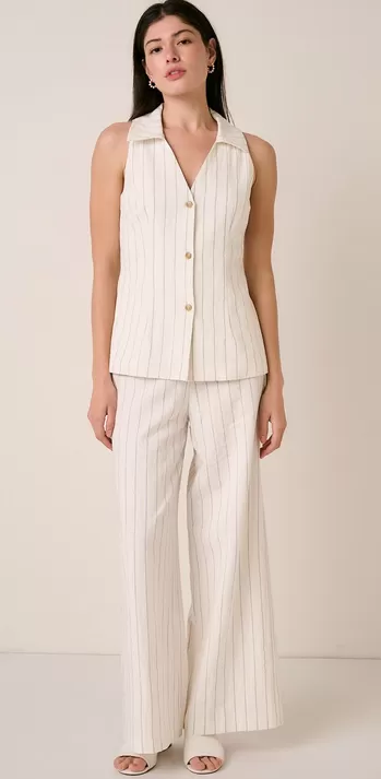 Alicia Pinstripe Pants in White