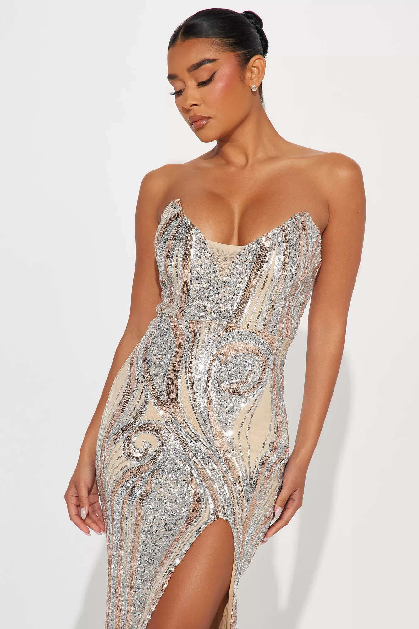 All That Glitters Sequin Gown - Gold/combo