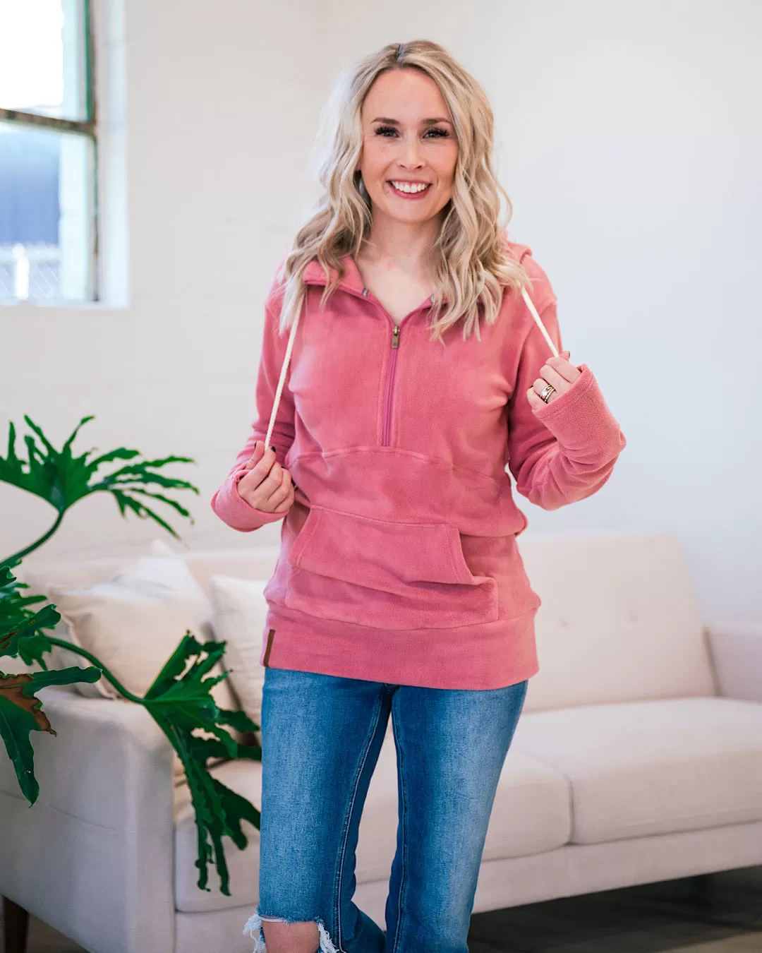 Ampersand Ave Cozy Cutie HalfZip Sweatshirt - Bubblegum