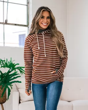 Ampersand Ave Line It Up DoubleHood Sweatshirt - Cinnamon FINAL SALE