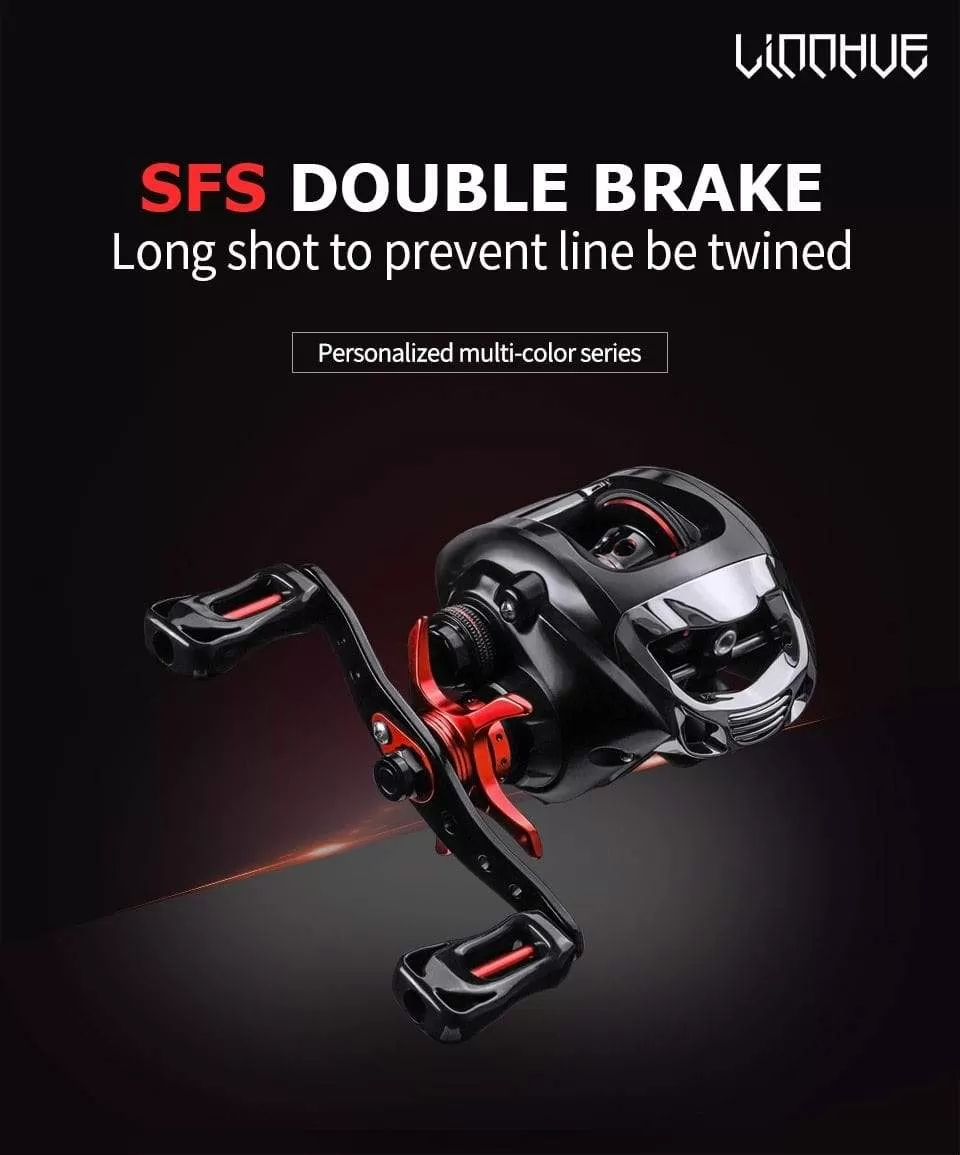 Baitcasting Reel BT2000 8kg Drag SFS Double Brake System Saltwater Reel 6.3:1 High Speed Metal Spare Spool Fishing Reel