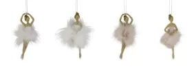 BALLERINA 13CM 4 ASST.W/ WHITE&PINK FEATHER DRESS