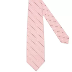 BARBA Pink Pinstripe Seven Fold Linen-Silk Tie NEW