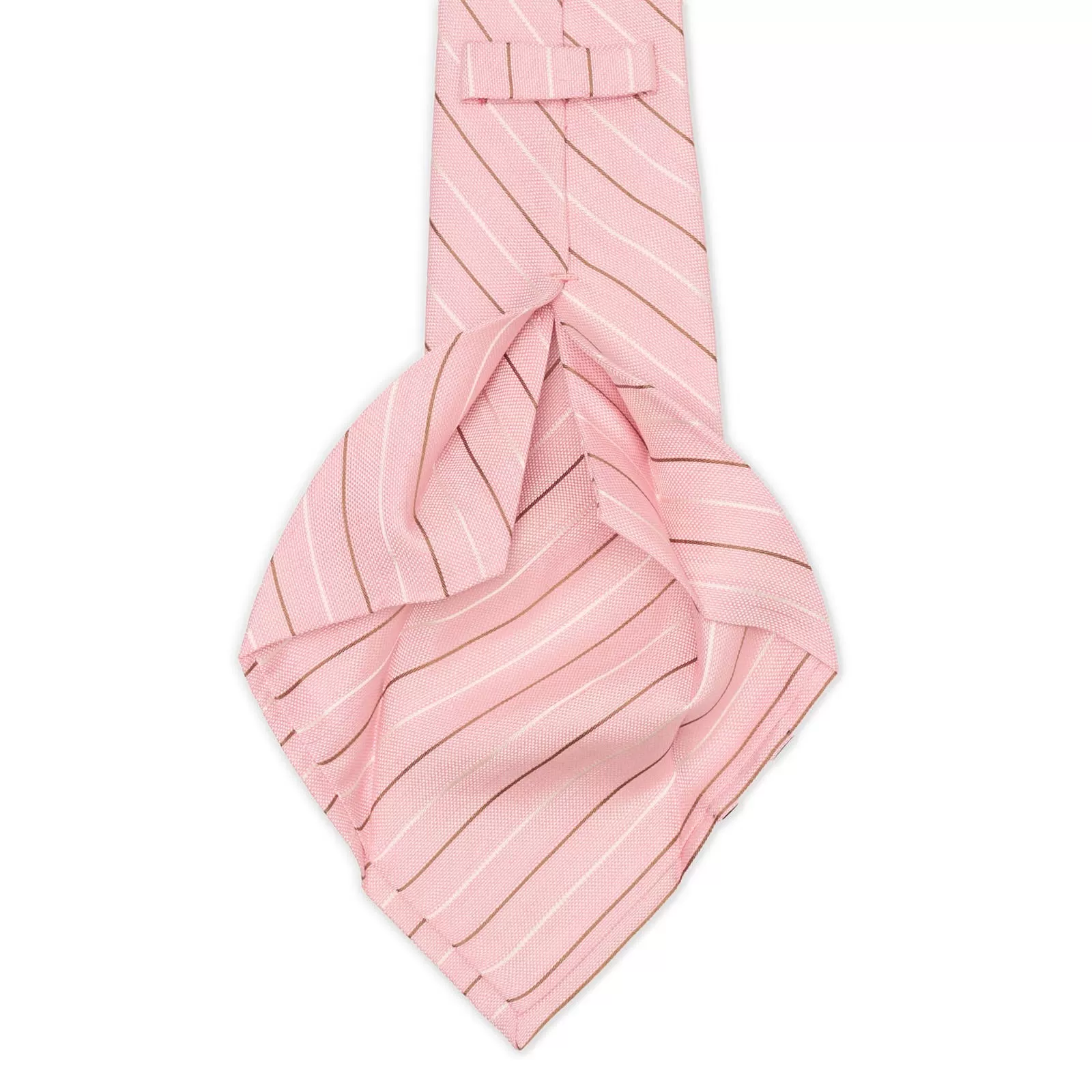 BARBA Pink Pinstripe Seven Fold Linen-Silk Tie NEW