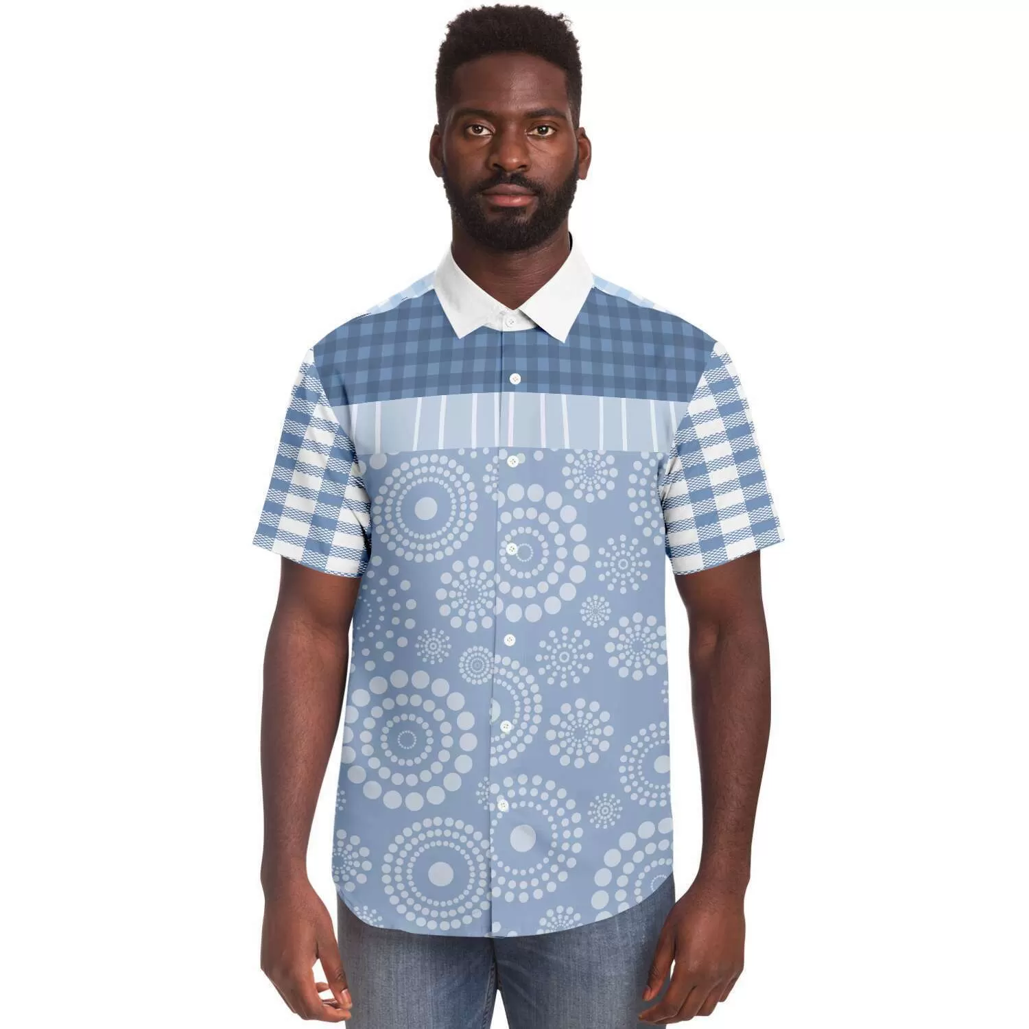 Blue Lagoon Short Sleeve Button Down Shirt