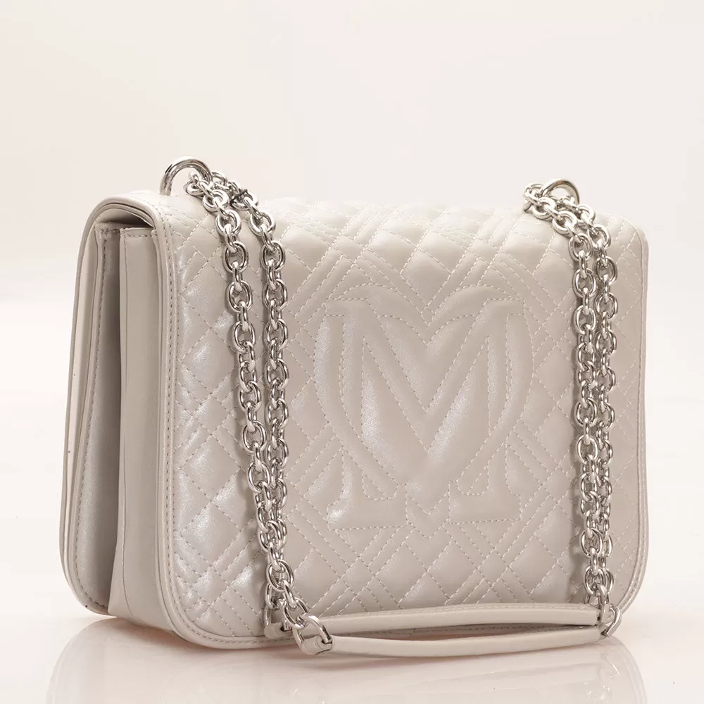 Borsa Donna a Spalla e Tracolla LOVE MOSCHINO linea Quilted Argento Laminato