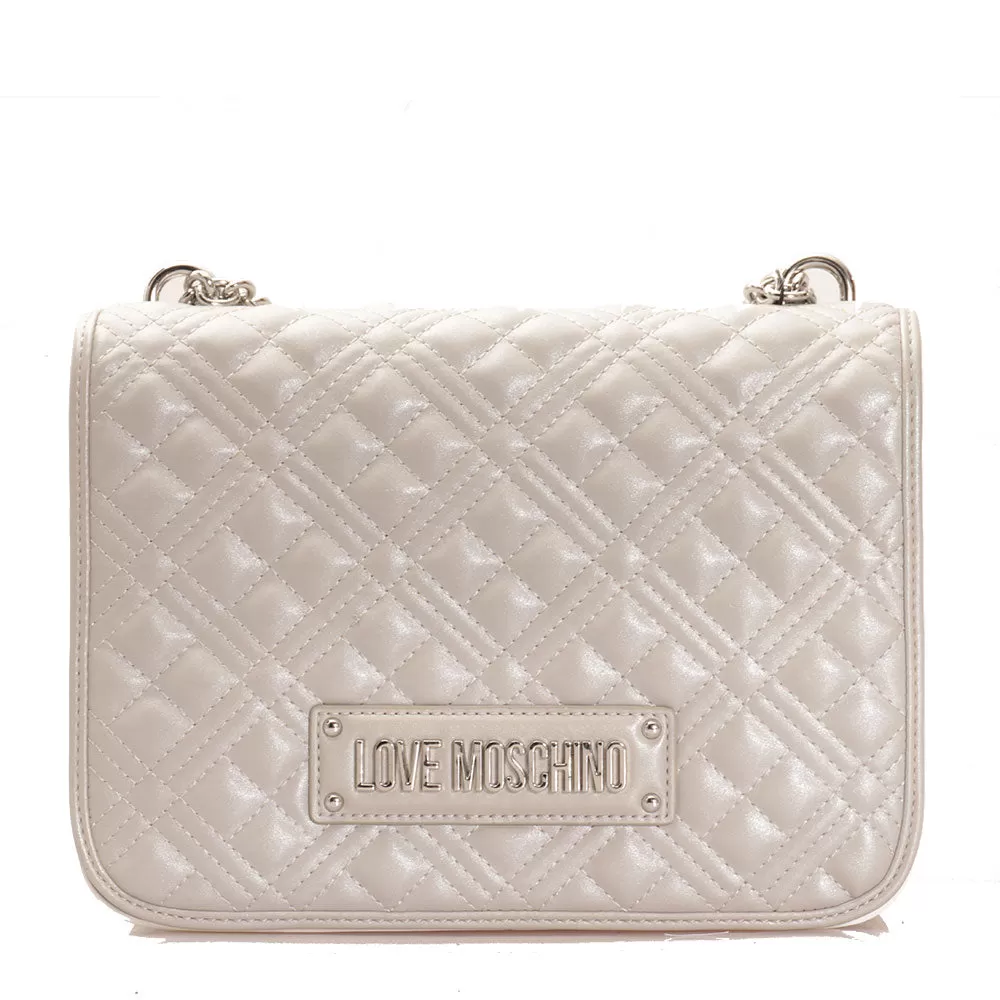 Borsa Donna a Spalla e Tracolla LOVE MOSCHINO linea Quilted Argento Laminato