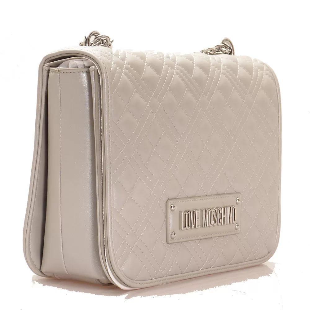 Borsa Donna a Spalla e Tracolla LOVE MOSCHINO linea Quilted Argento Laminato