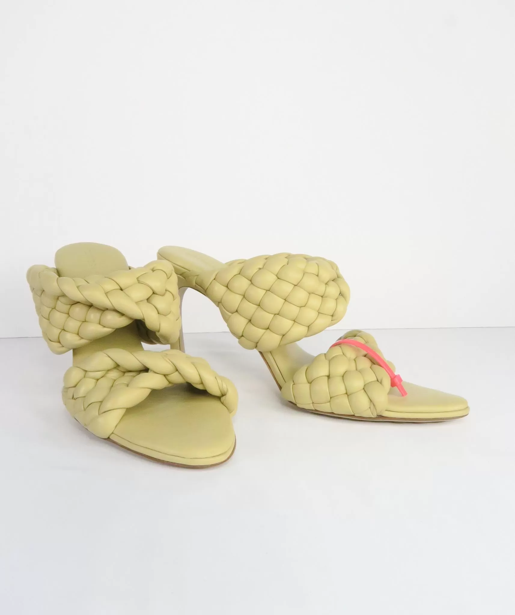 BOTTEGA VENETA Sand/Yellow Intrecciato quilted leather mules EU 38 UK 5