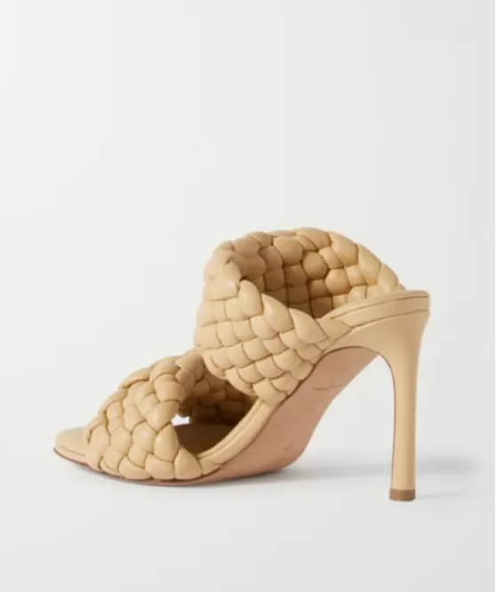 BOTTEGA VENETA Sand/Yellow Intrecciato quilted leather mules EU 38 UK 5