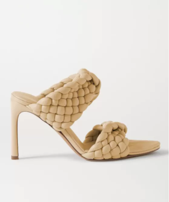 BOTTEGA VENETA Sand/Yellow Intrecciato quilted leather mules EU 38 UK 5