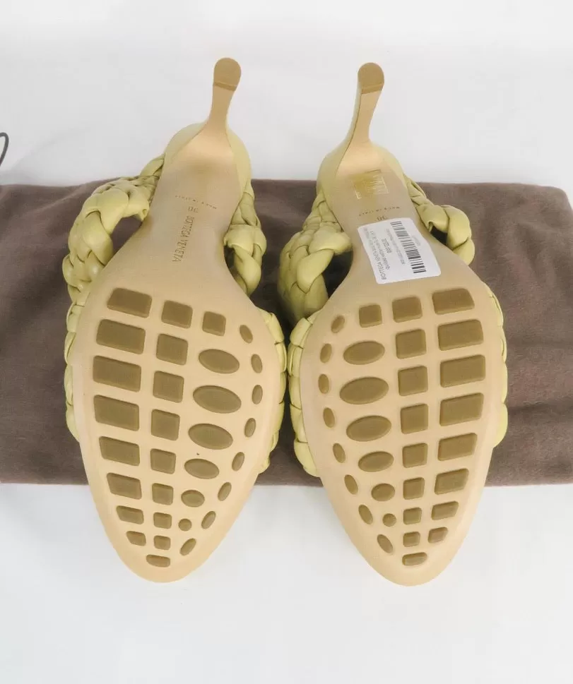 BOTTEGA VENETA Sand/Yellow Intrecciato quilted leather mules EU 38 UK 5