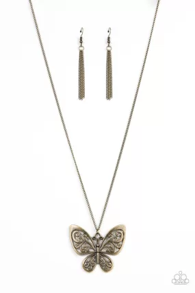 Butterfly Boutique Brass Necklace - Paparazzi Accessories