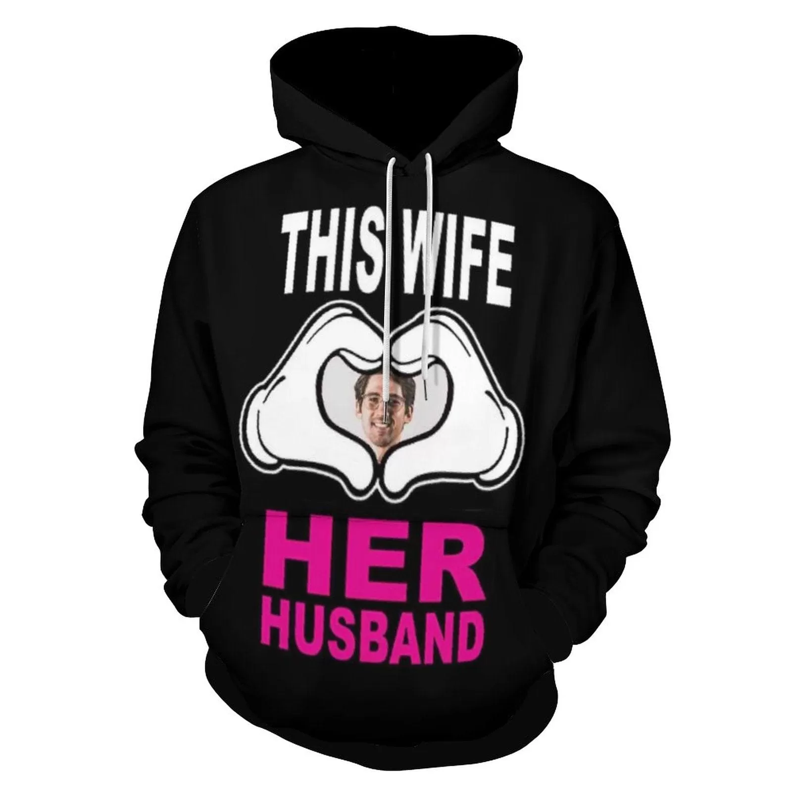 Custom Face Love Gesture Hoodie Designs Personalized Face Unisex Loose Hoodie Custom Hooded Pullover Top Plus Size for Him Her