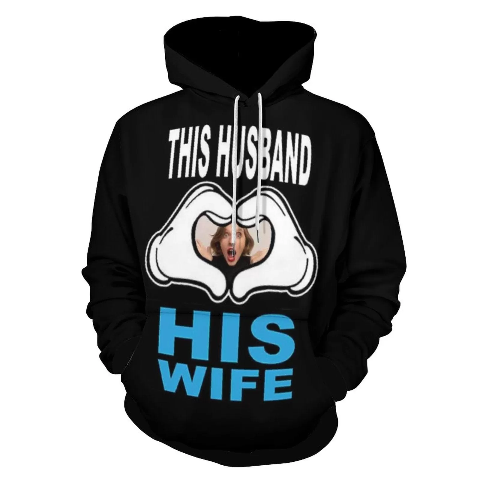 Custom Face Love Gesture Hoodie Designs Personalized Face Unisex Loose Hoodie Custom Hooded Pullover Top Plus Size for Him Her