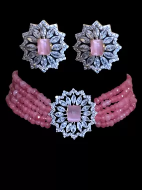 cz choker in pink  ( READY TO SHIP )