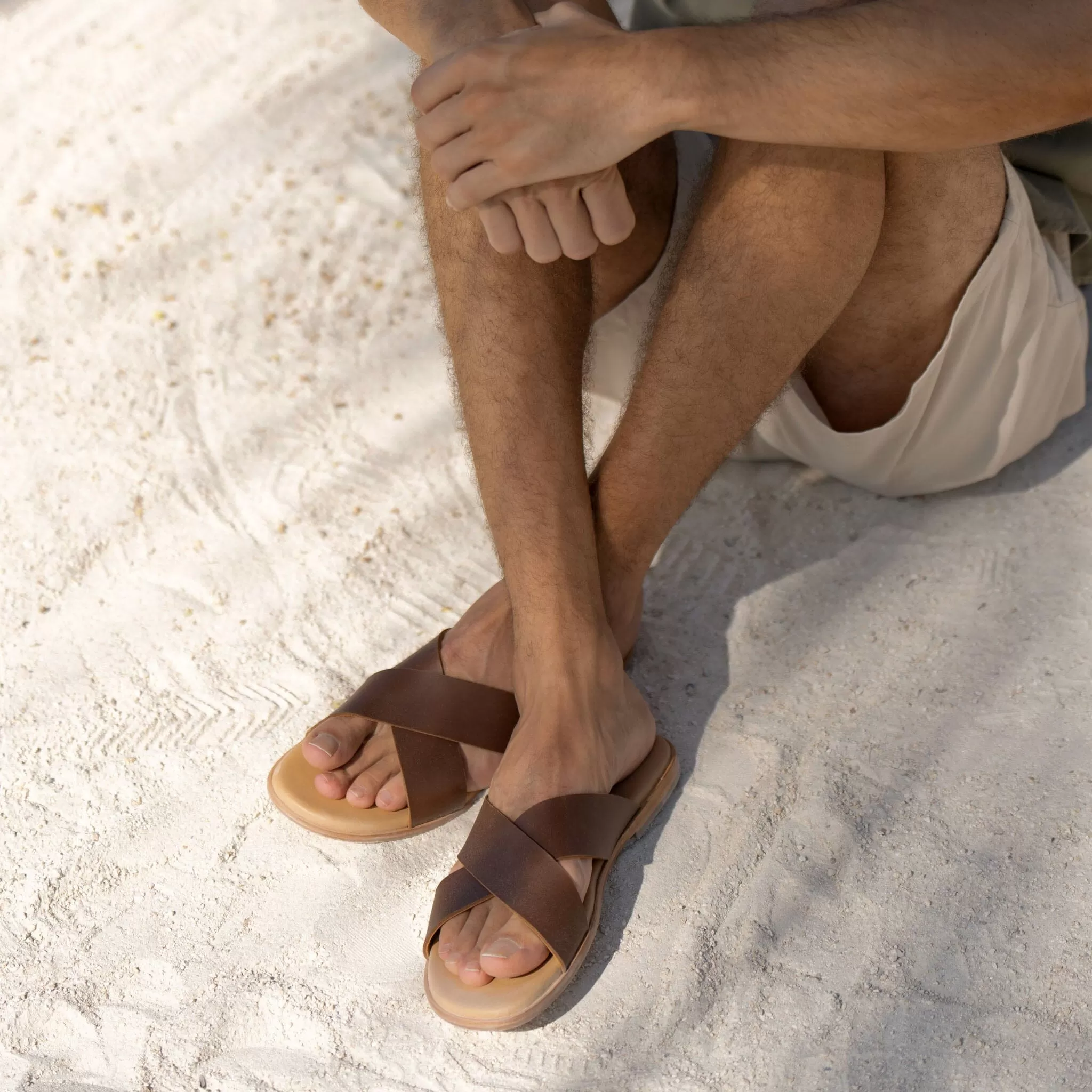 Dante Cross Strap Sandal Brown