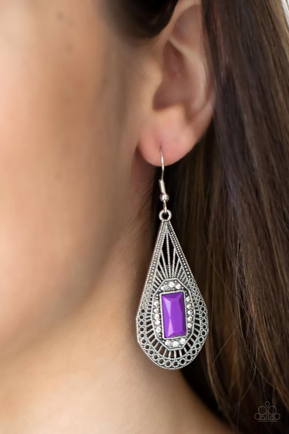 Deco Dreaming Purple Earrings - Paparazzi Accessories