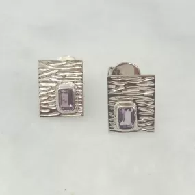 Drift Wood with Amethyst Rectangular Stud Separates Earrings