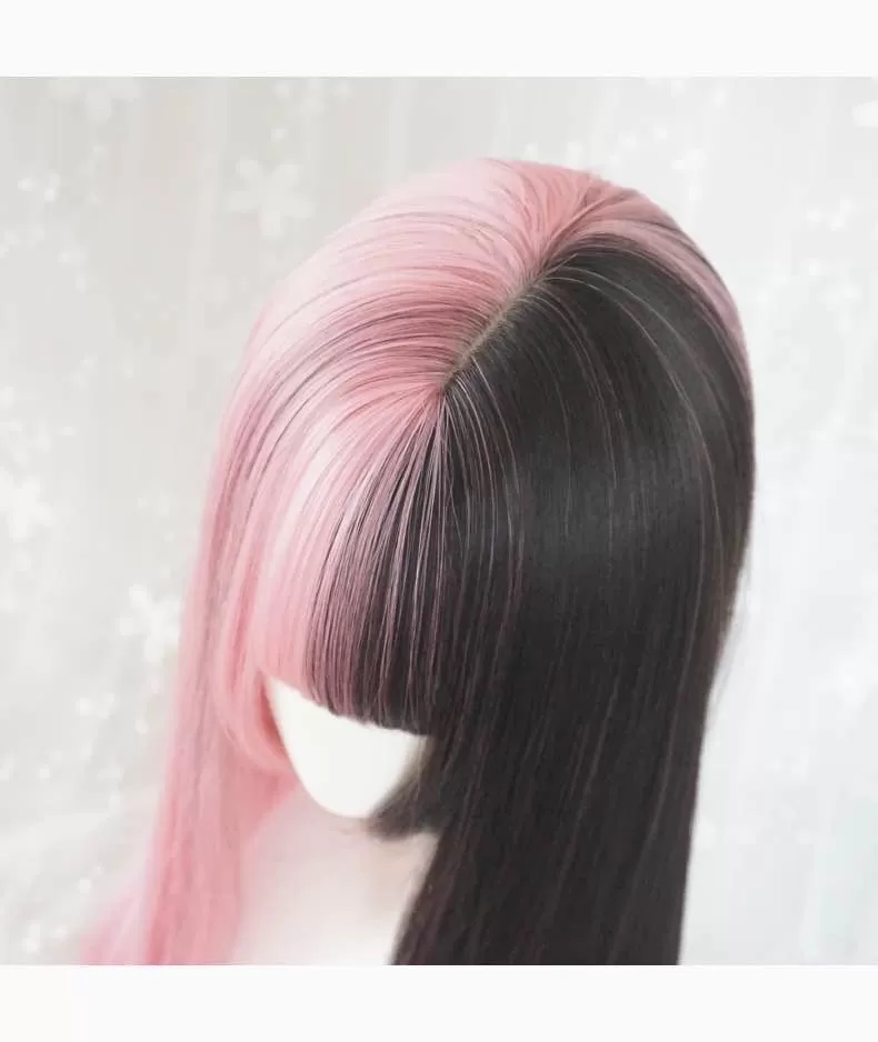 GOTHIC HARAJUKU PINK BLACK LONG STRAIGHT WIG BY31047