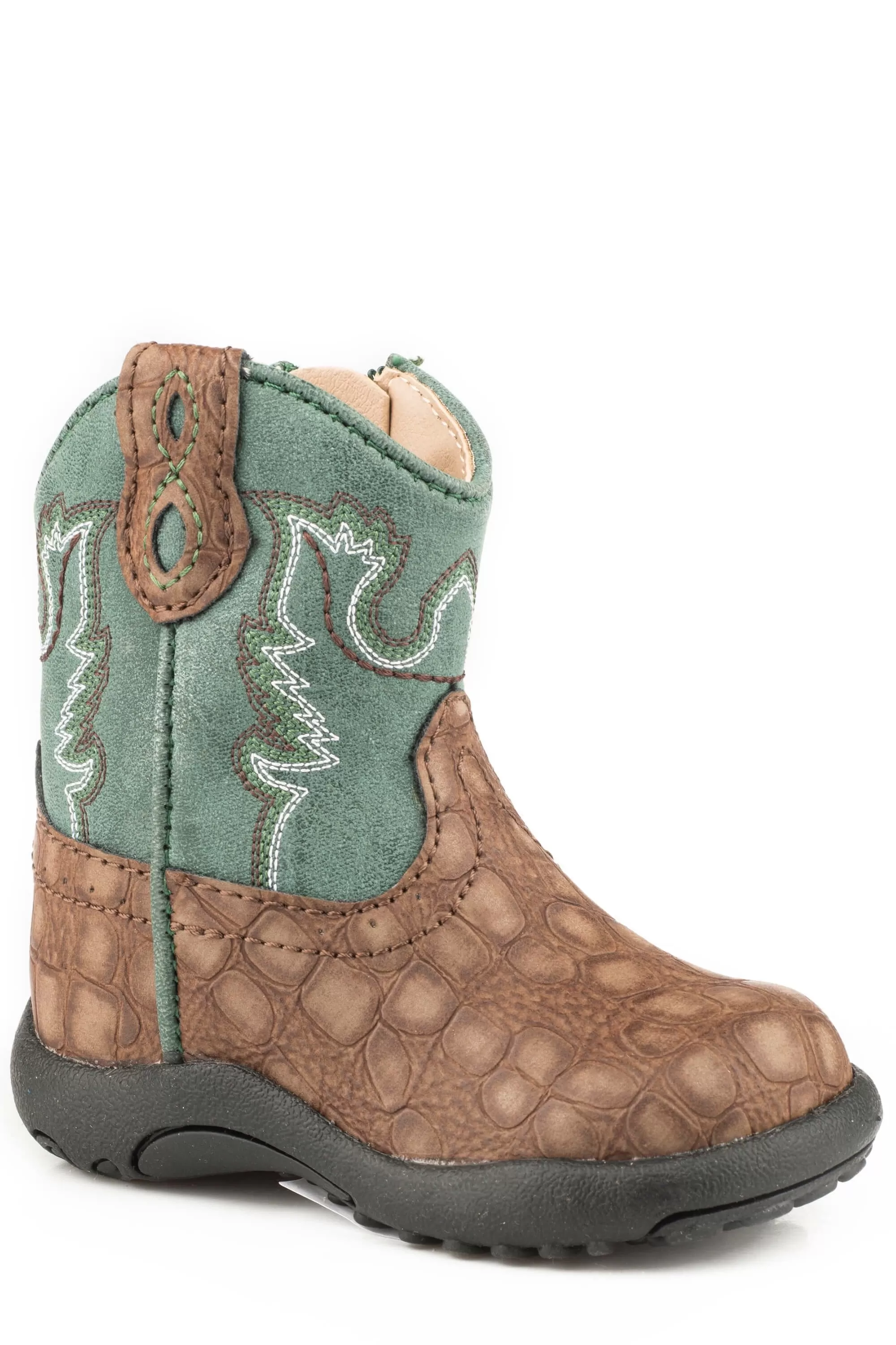 Infant Roper Cowbabies Gator Brown and Green Boots