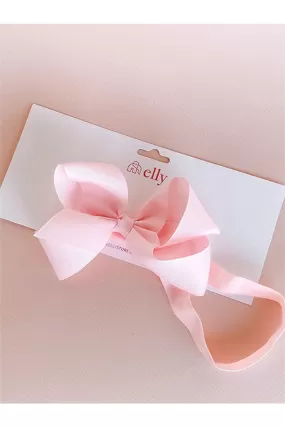 Large Ribbon Elastic Headband - Light Pink