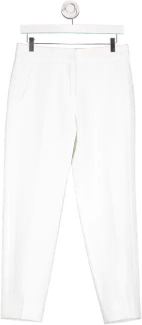 ME EM White Textured Straight Leg Tailored Trousers UK 8