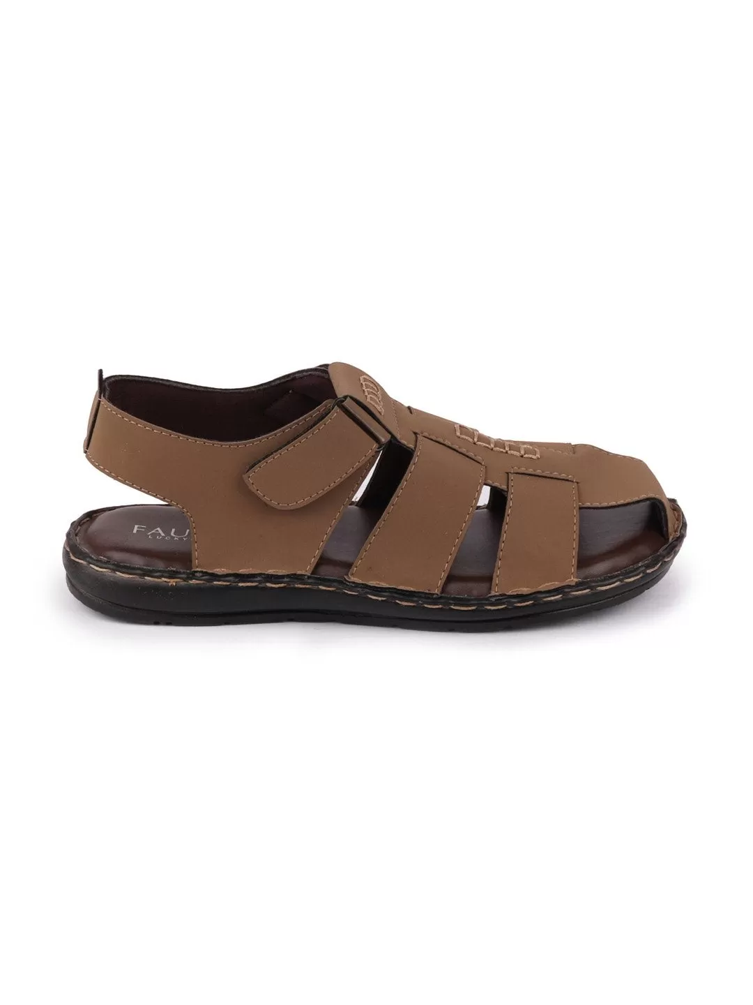 Men Brown Casual Speed Laces Fishermen Sandals