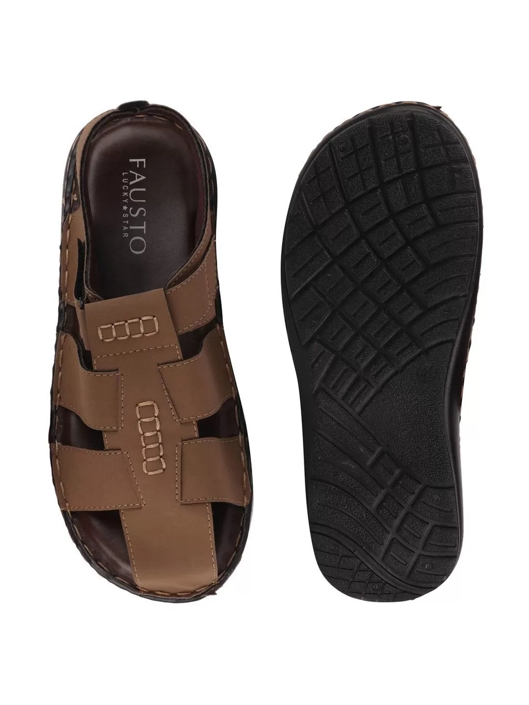 Men Brown Casual Speed Laces Fishermen Sandals