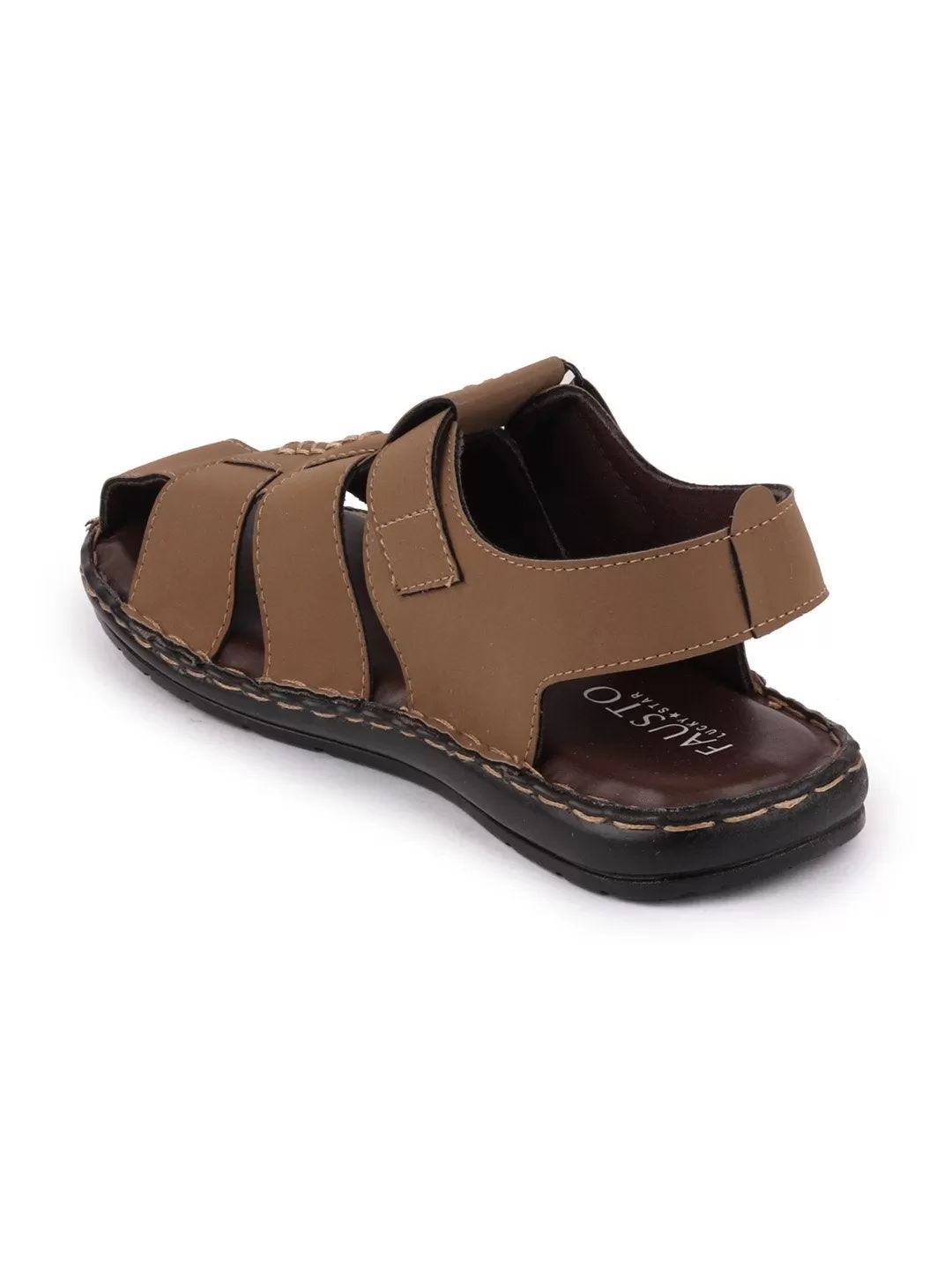 Men Brown Casual Speed Laces Fishermen Sandals