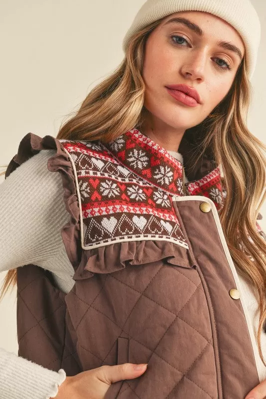 Mocha Brown Heart Quilted Vest