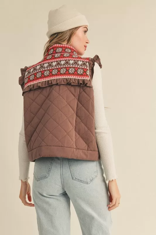 Mocha Brown Heart Quilted Vest