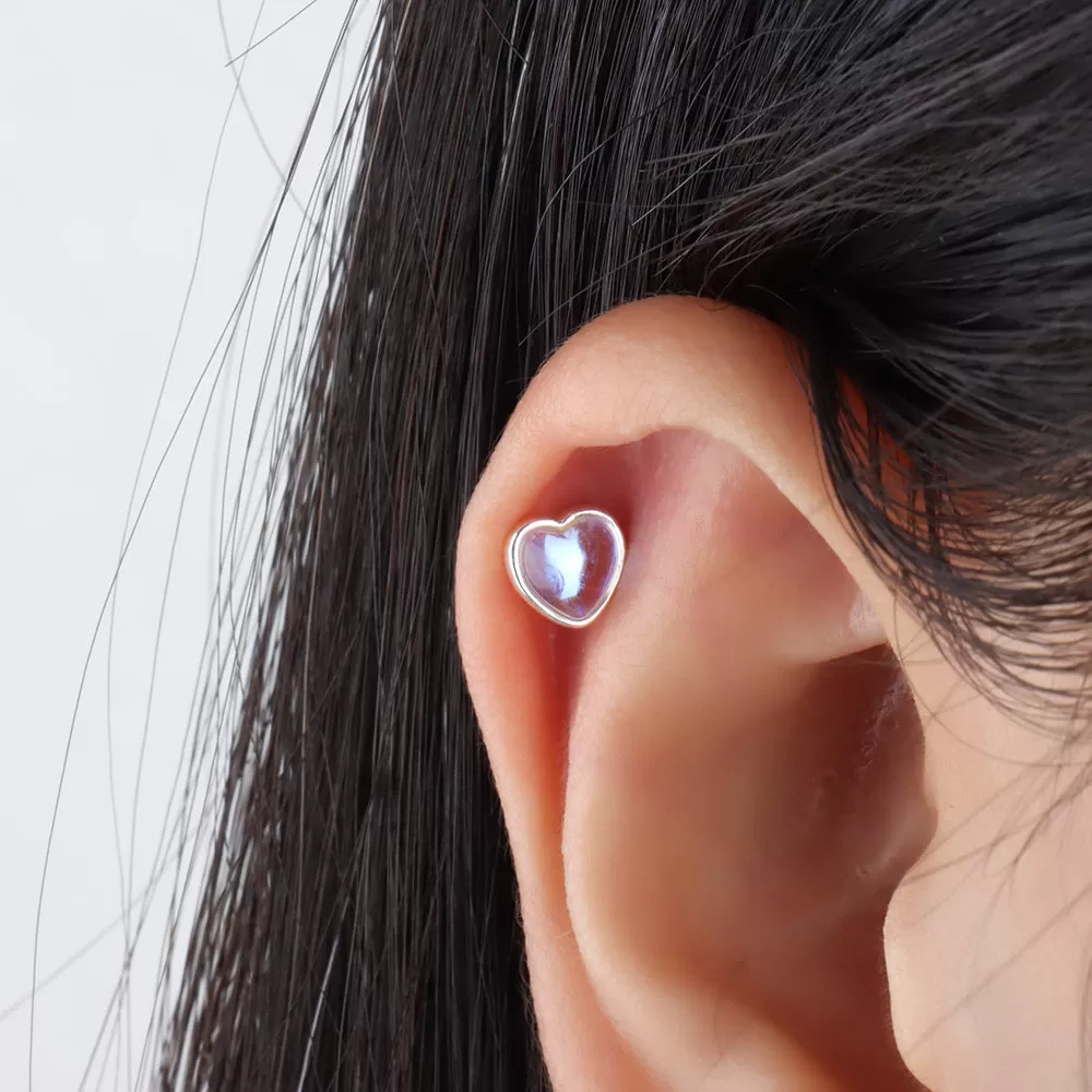 Opal Heart Stud