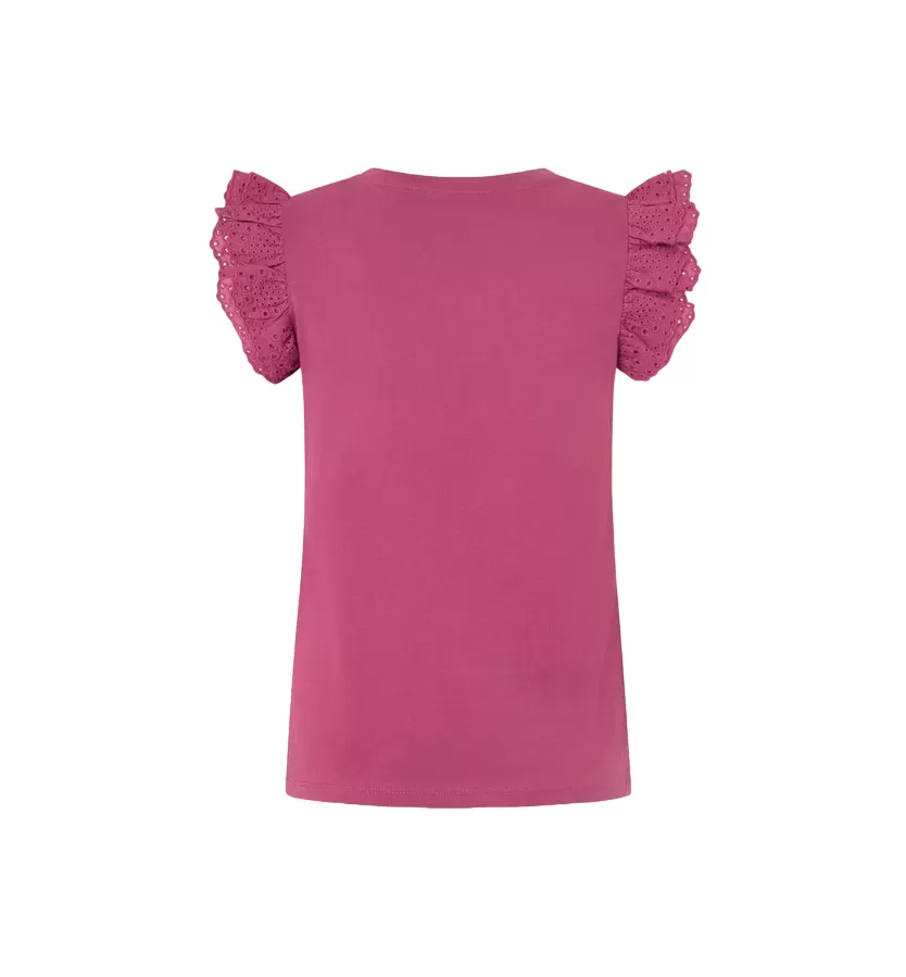 Pepe Jeans t-shirt with short ruffle sleeves Lindsay PL505849 363 pink