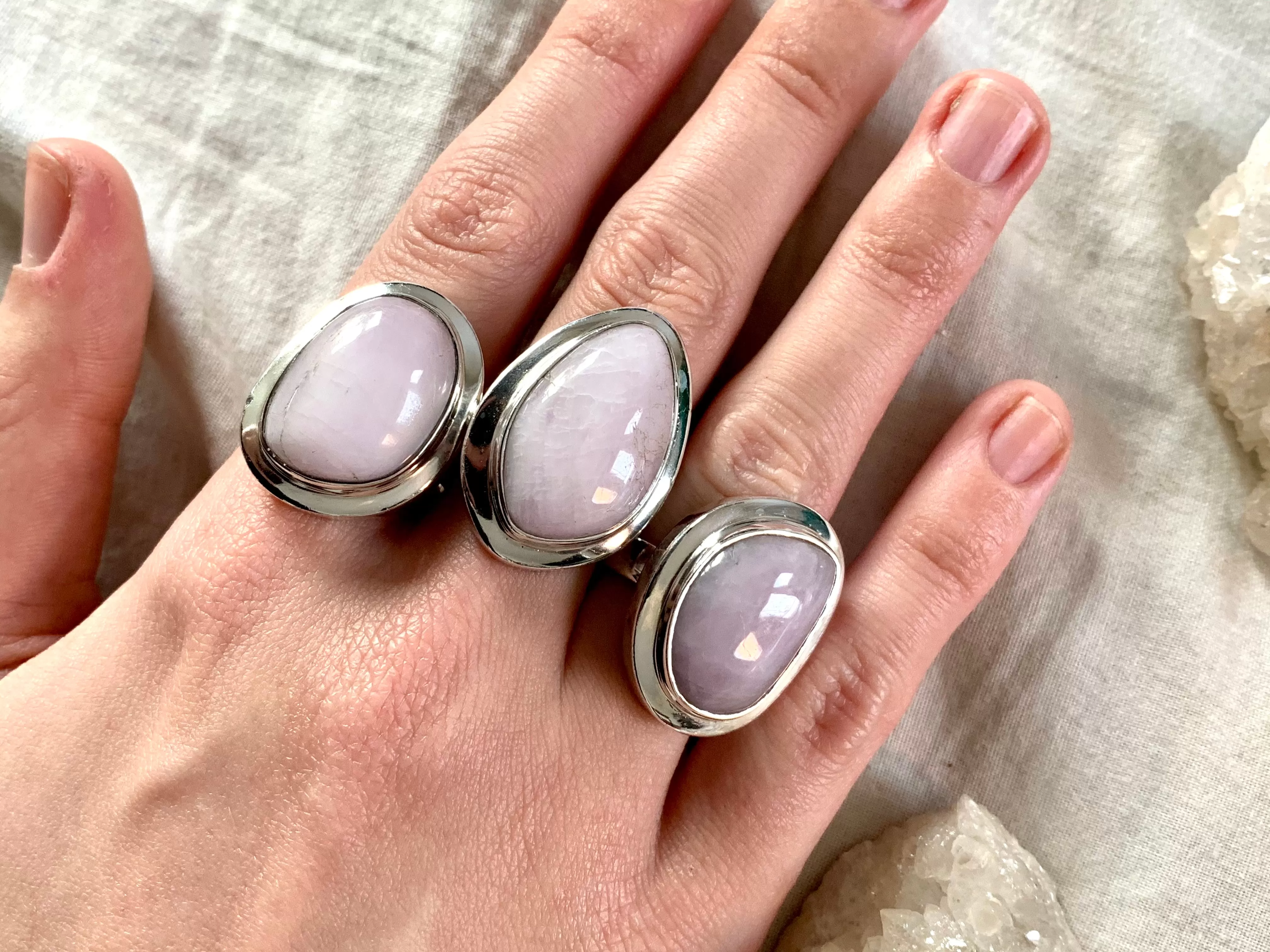 Pink Kunzite Ansley Rings - Large Freeform