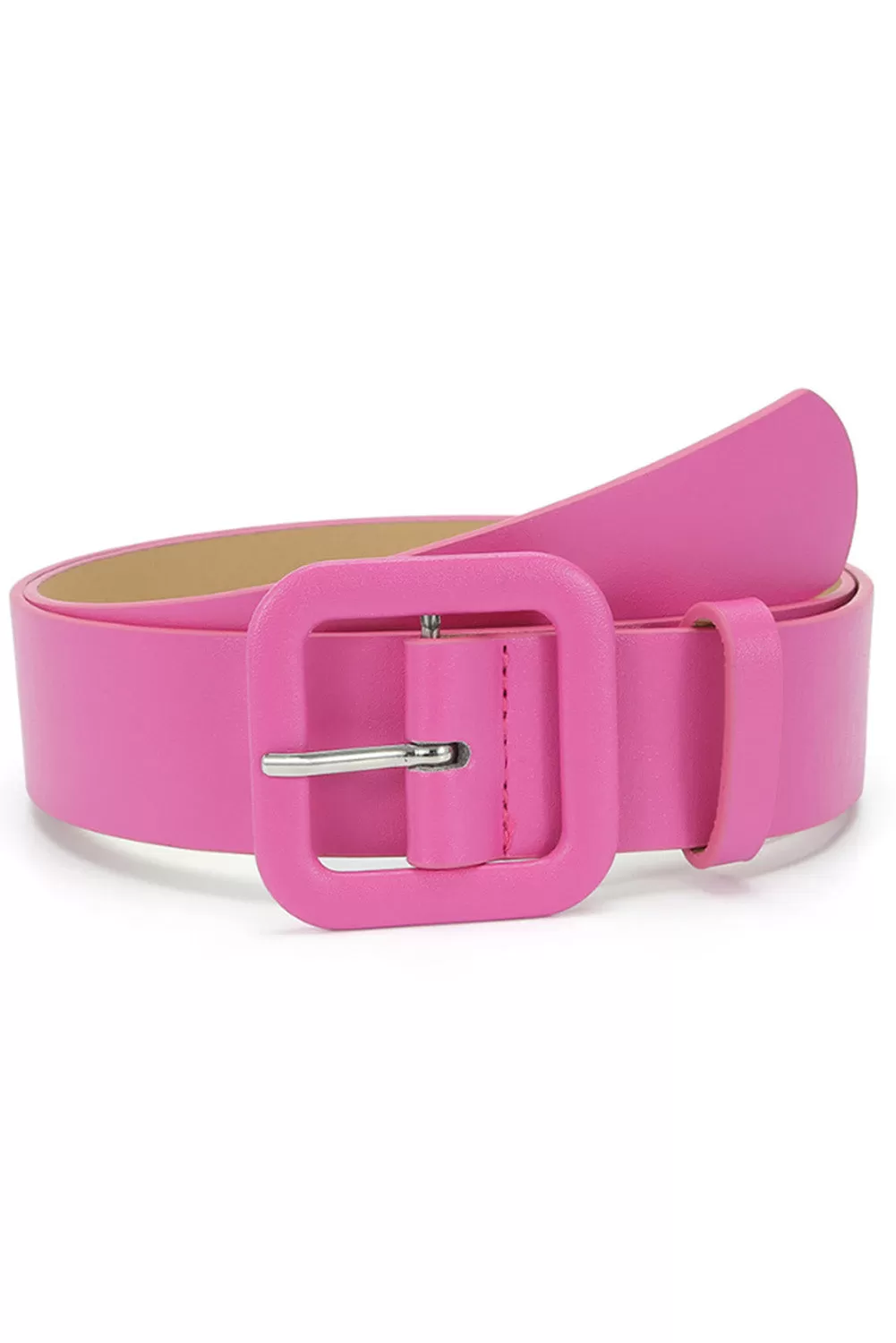 Pink Queen Square Buckle PU Leather Wide Waist Belt