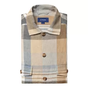 Plaid Linen Twill Overshirt