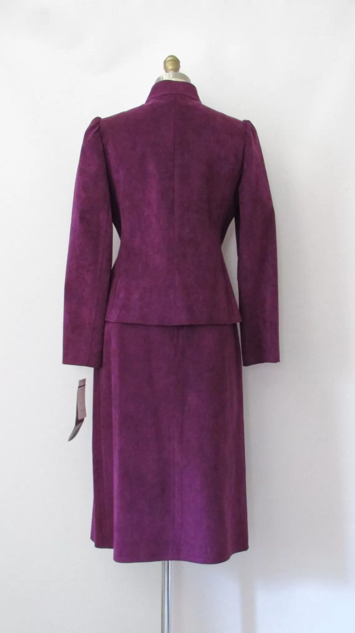 PLUM PRETTY Jane Andre 80s 2 Piece Jacket & Skirt Ultrasuede Suit, Size Small