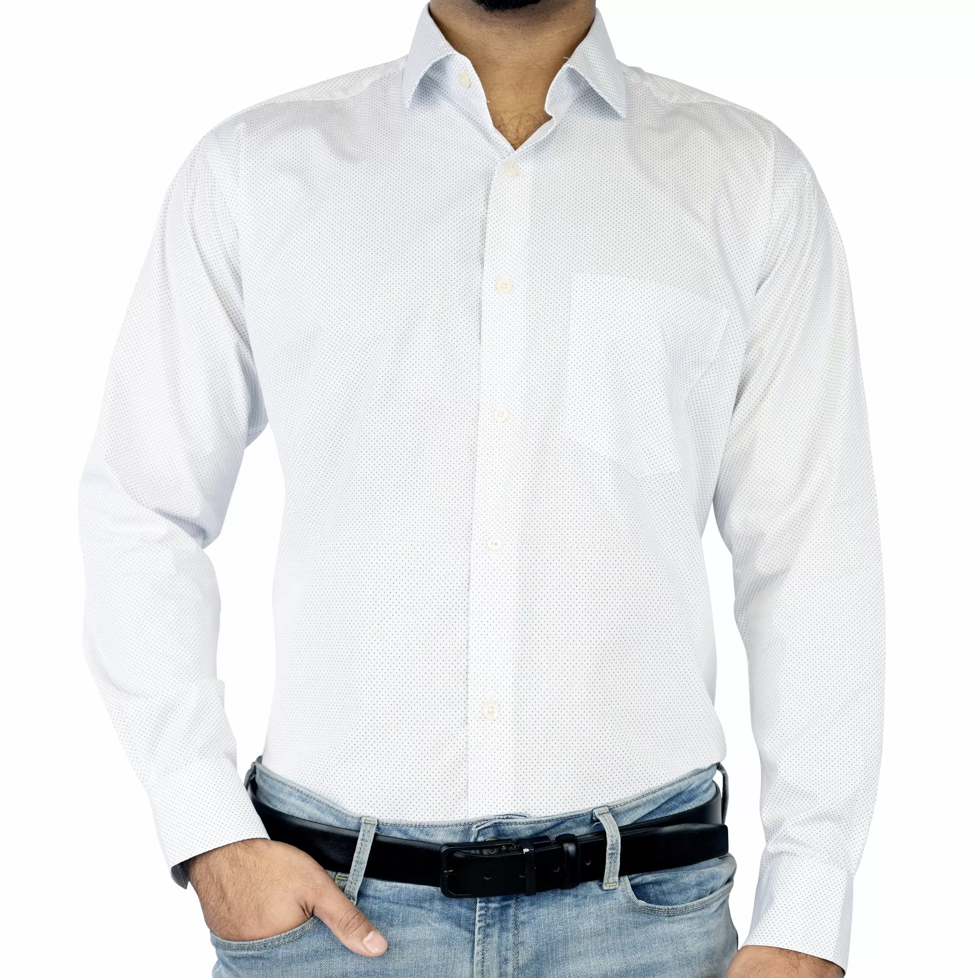 Premium spotted white formal shirt