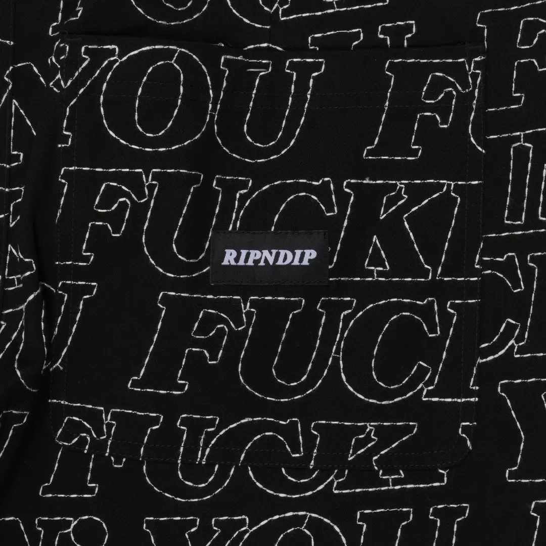 RIPNDIP FUCKIN FUCK QUILTED WIDE LEG PANTS-BLACK