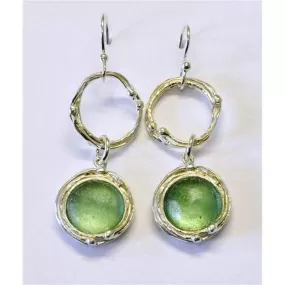 Roman glass earrings. Designer Sterling silver earrings  with roman glass