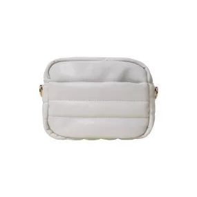 Sadie Quilted Faux Leather Zip Top Messenger - Cream w/Gold Hardware