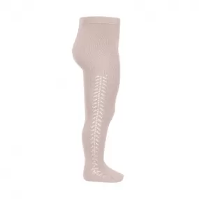 Side openwork warm tights OLD ROSE