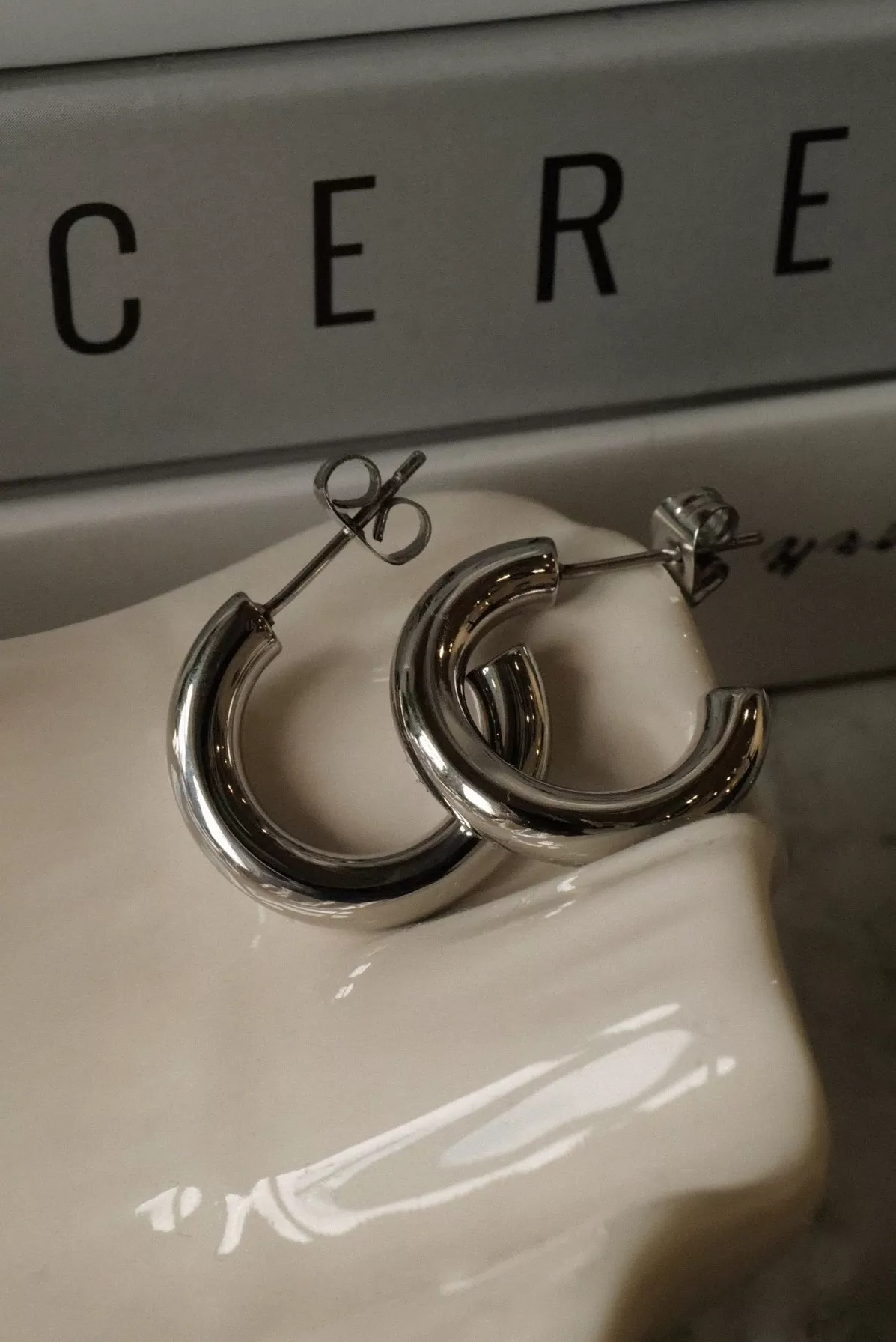 Silver Night Circle Earrings