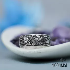 Silver Vintage Style Vine and Flower Wedding Band | Moonkist Designs