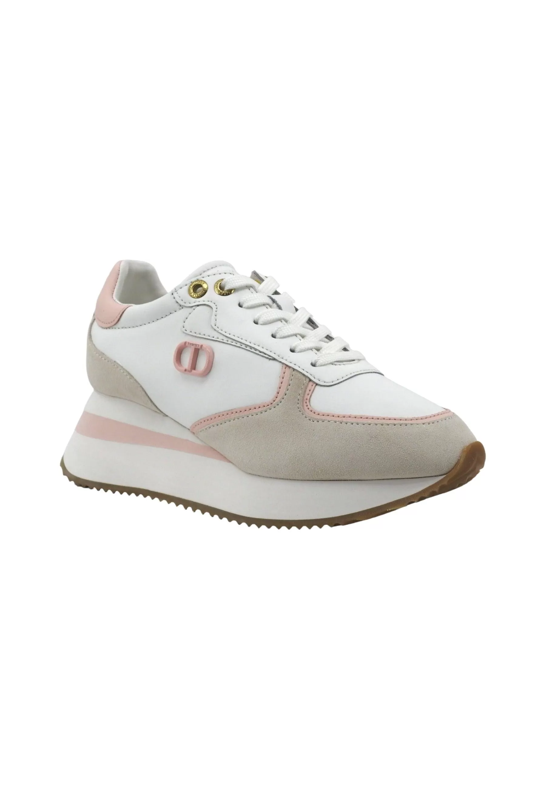 TWINSET Sneaker Donna Platform Bianco Ottico Cupcake Pink 241TC080