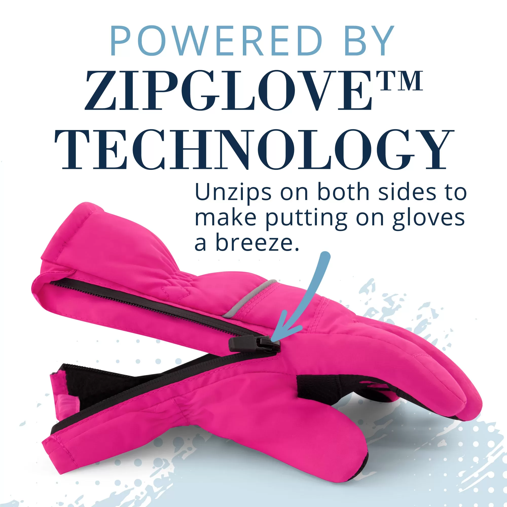 Winter & Ski Glove powered by ZIPGLOVE TECHNOLOGY | Hot Pink