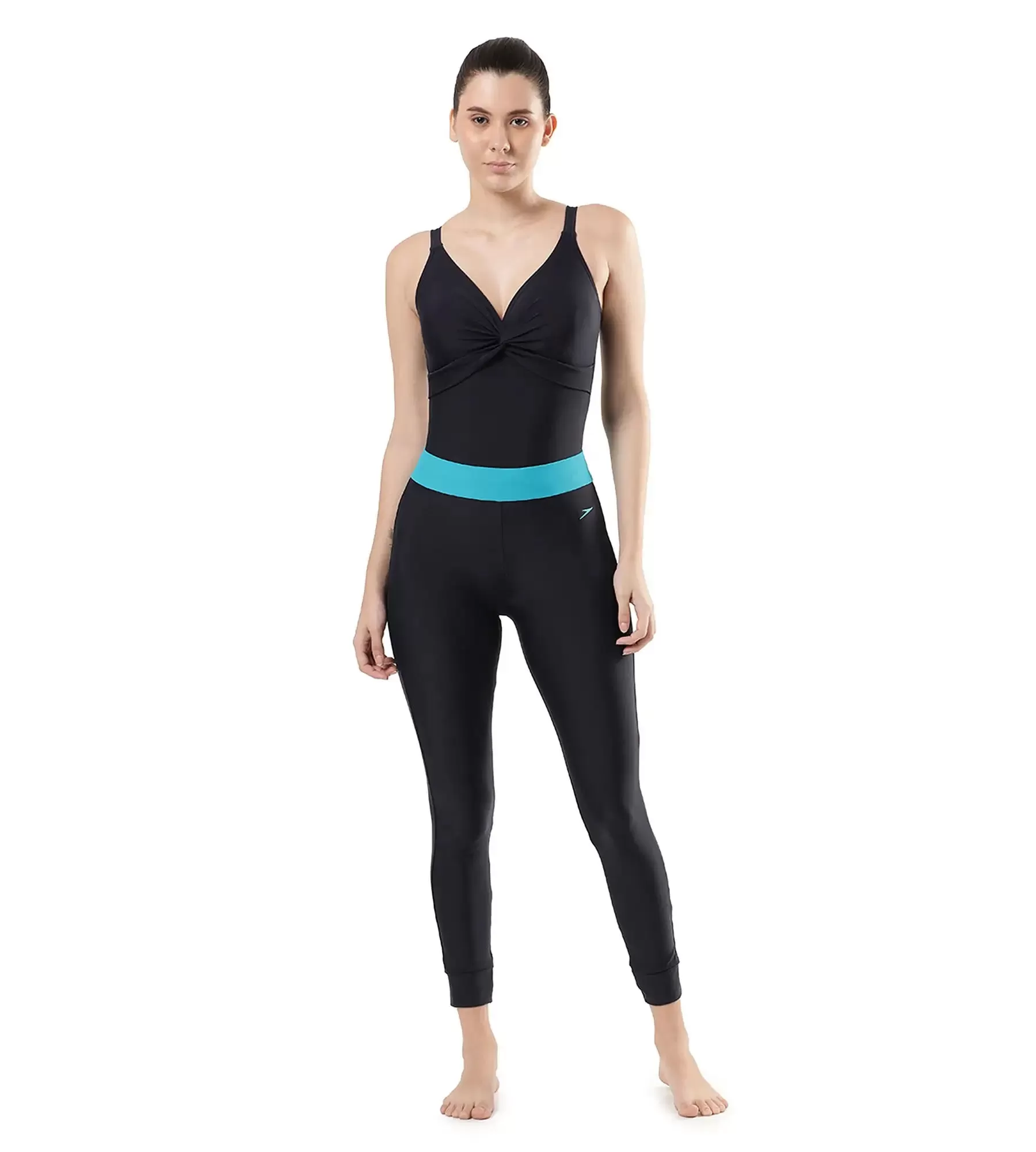 Women's Solid Contrast Leggings - True Navy & Aquarium